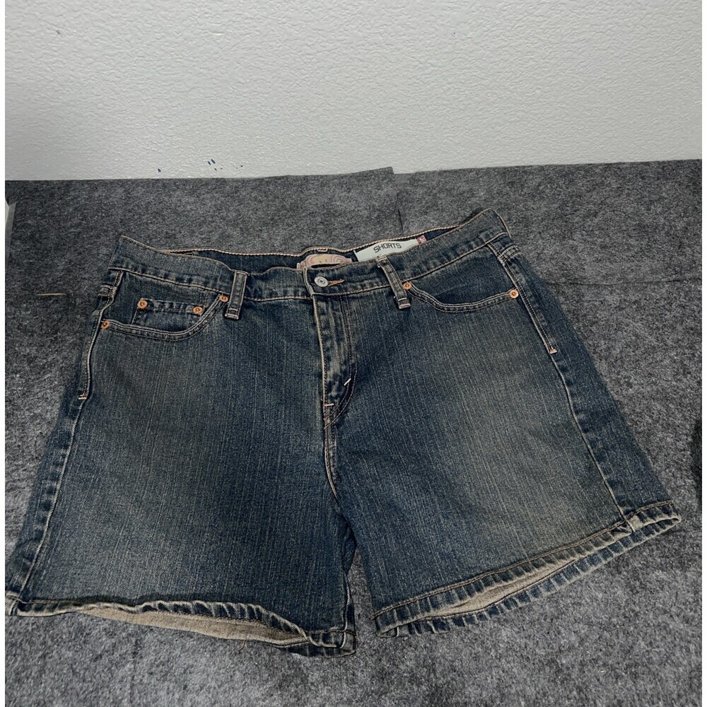 Vintage Levi Strauss Signature  Womens 14 Blue Jean  Shorts Stretch Denim